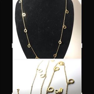 COACH gold necklace Open circle w stones 22”
